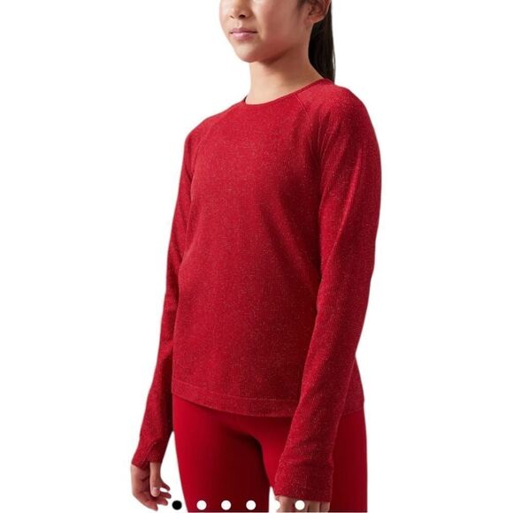Athleta Girl Power Up Shimmer Top in Candy Red NWOT - Picture 1 of 10